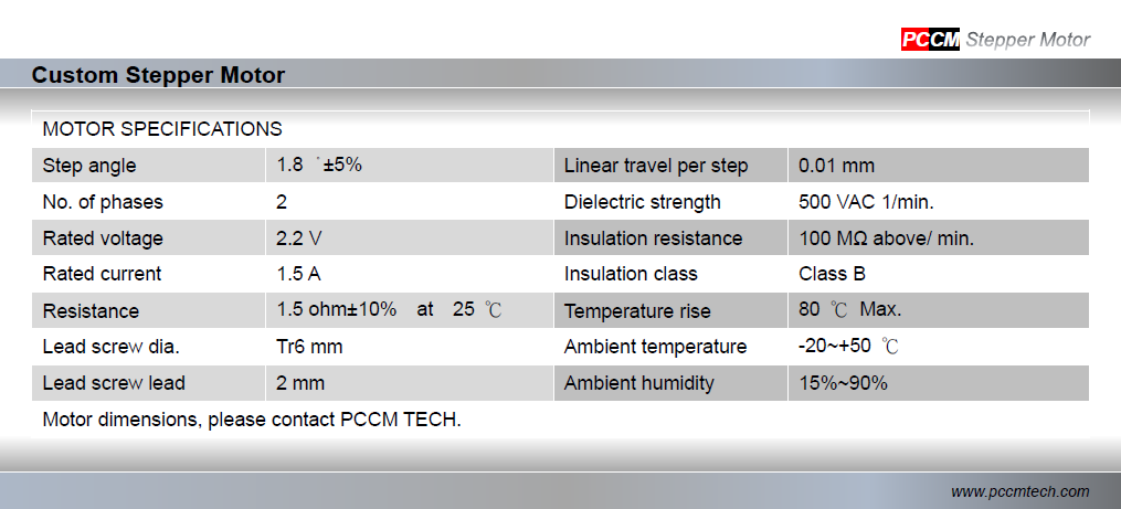 custom stepper motor PCCM TECH